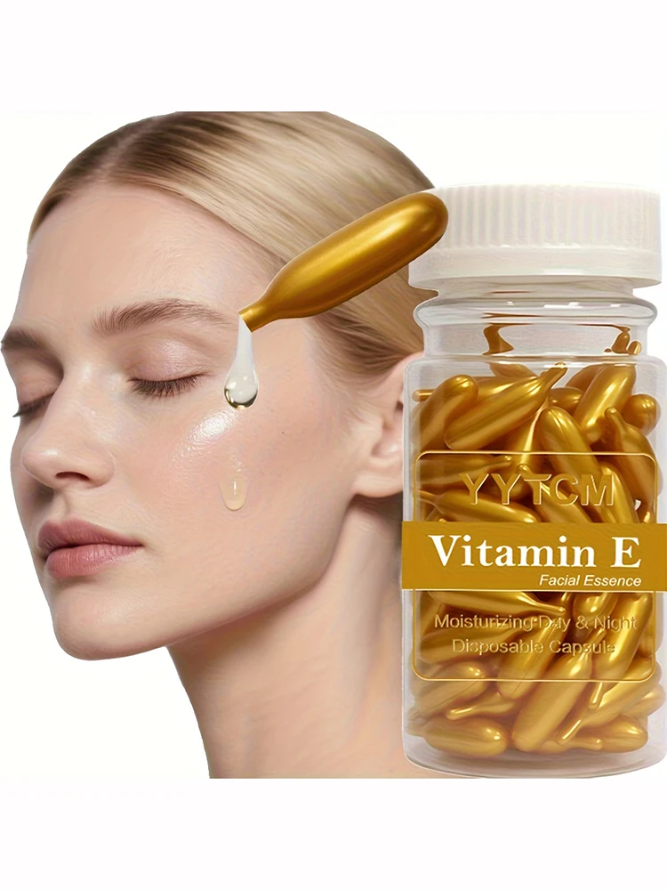 Vitamine E Serum Capsules, Essentiecapsules voor eenmalig gebruik, Hydraterende en vochtinbrengende gezichtshuidcapsules 90 capsules/fles - 1 fles - afbeelding 2