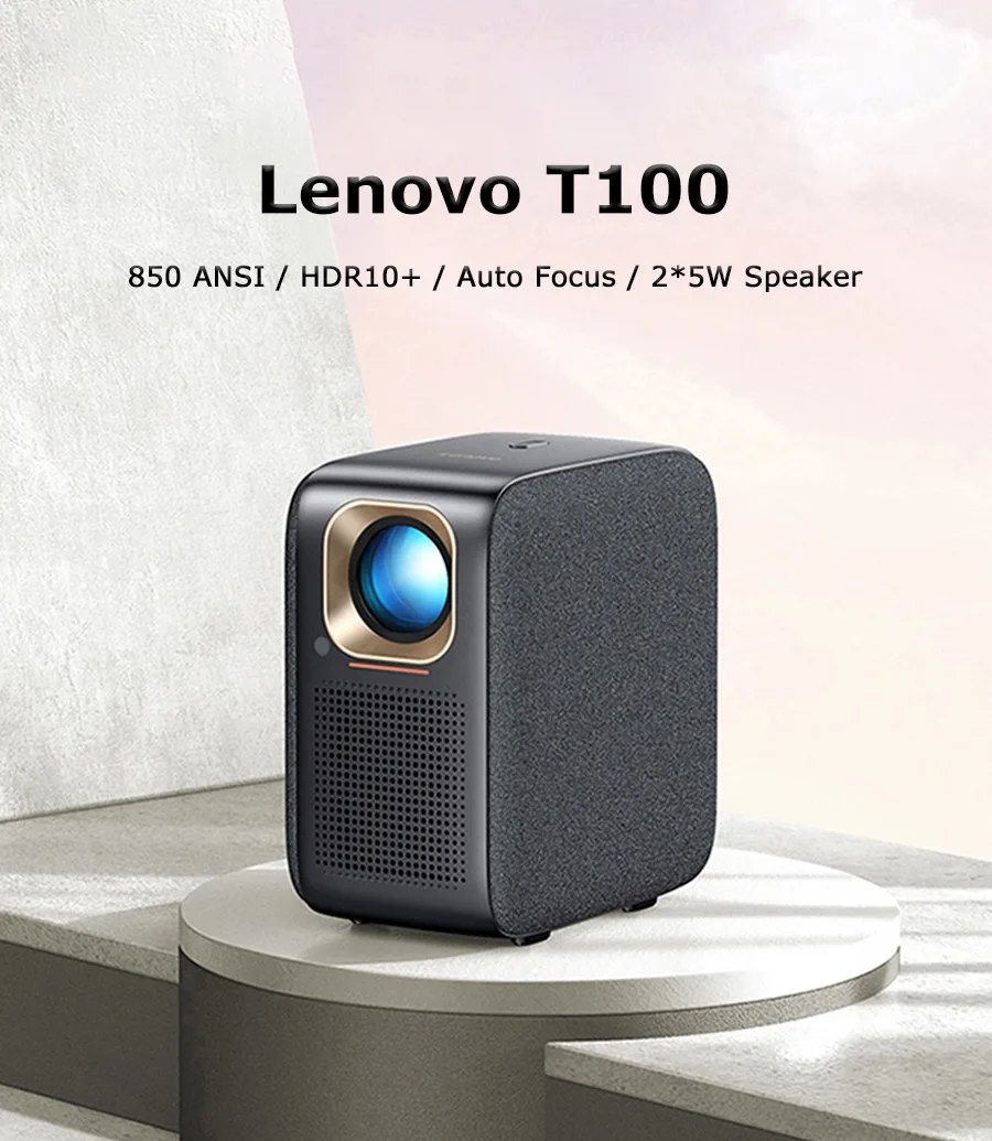 

Lenovo T100 850 ANSI Lumens Projector 2K Decoding LCD Proyector Native 1080P Android WiFi 6 HDR10 Auto Focus 2*5W Speakers
