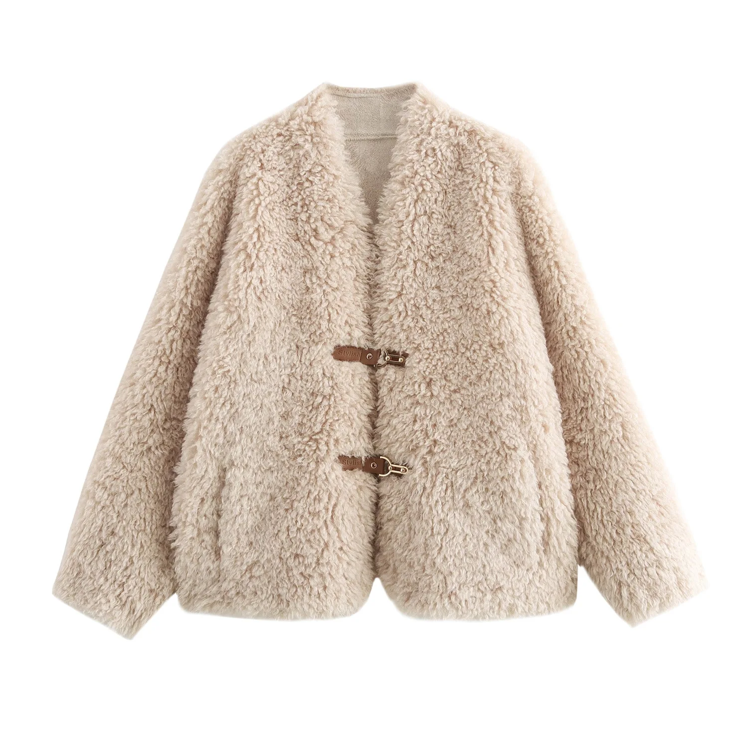 أنيق قصير المرأة فروي الستر الجلود والفراء أفخم معطف الخامس الرقبة الجلود زر فو سترات من الفرو شتاء دافئ رقيق جديد