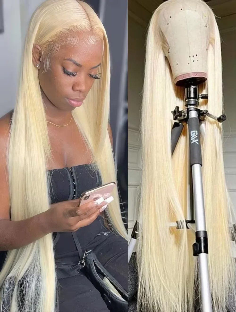 Wig Rambut Asli Brasil 250% Density Straight 613 Blonde 13x6 HD Lace Front Wig Transparan 13x4 Lace Frontal Wig Untuk Wanita Kulit Hitam