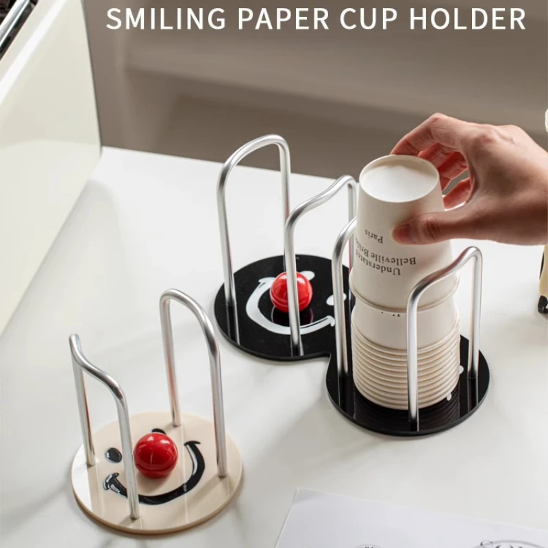 Disposable Paper Cup Holder Water Tea Cups Dispenser Rack Shelf With Longer Stick Cup Display Stand Home Desktop Cup Organizer