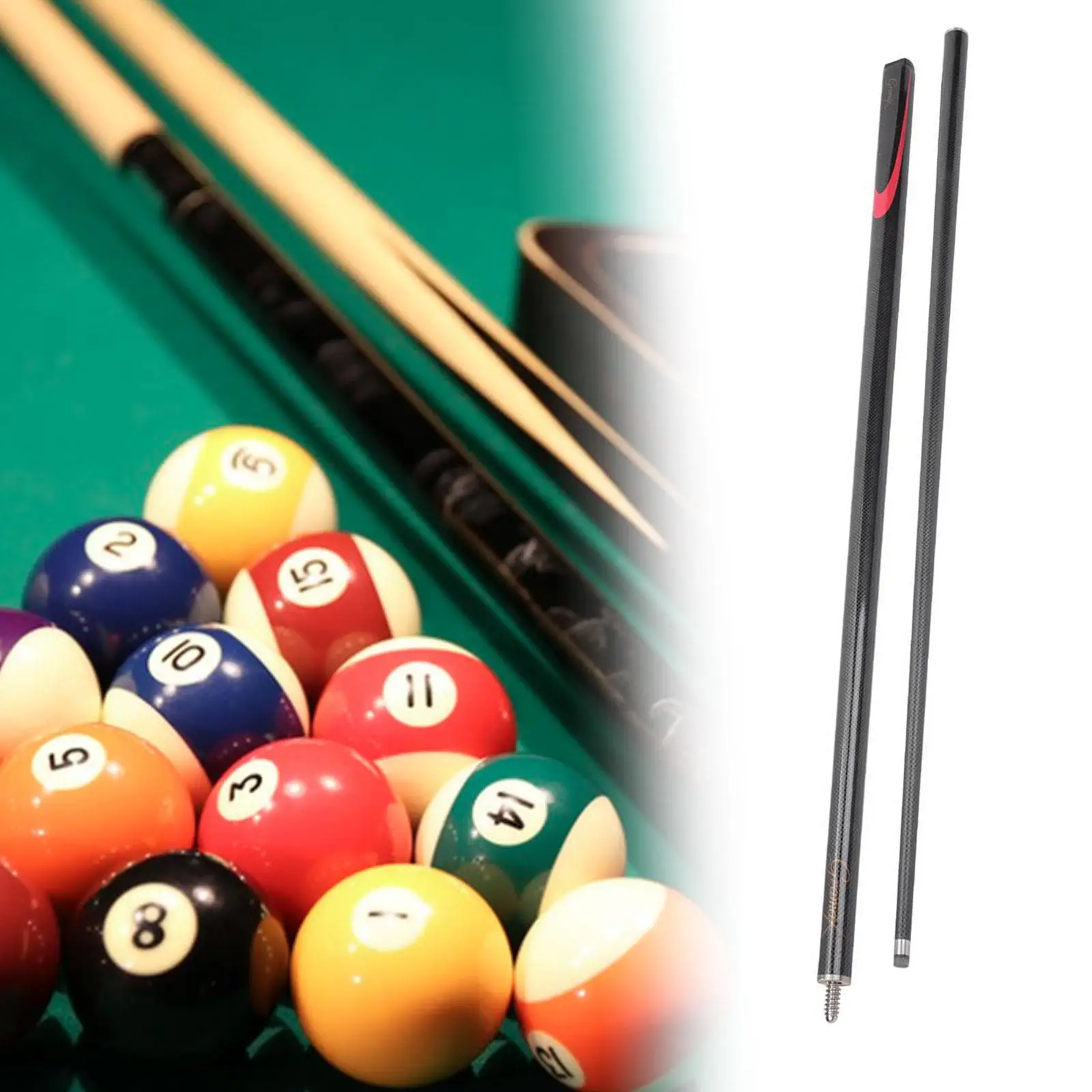 

Carbon Fiber Small Tip Billiard Cue British Snooker Black 8, Pool Cue, 1/2 Split Cue