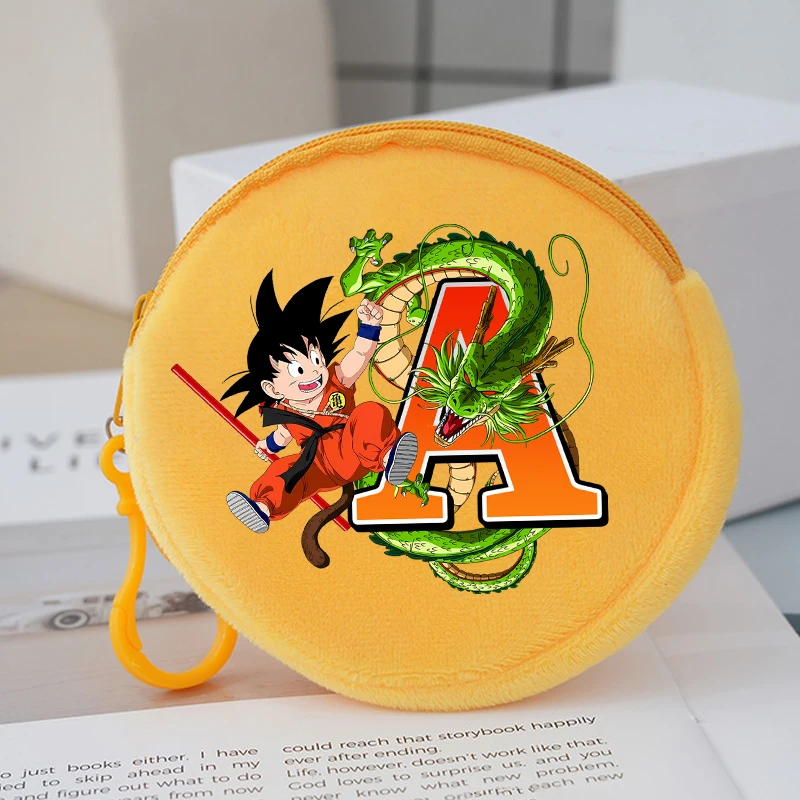 

Dragons Ball Round Coin Purses Anime Son Goku Mini Zipper Wallets Cartoon Letter Key Card Pouches Boys Girls Storage Bags Gift