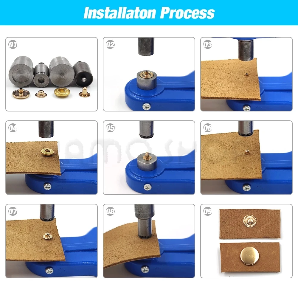 Mão máquina da imprensa do molde de metal morre tampa dupla rebites snap ilhós prendedor botões ferramentas de instalação para leathercraft artesanal