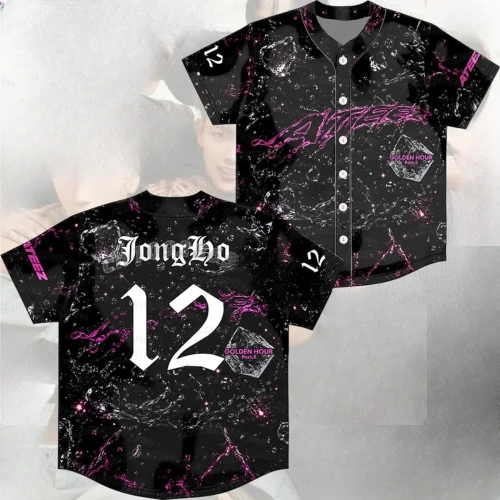 Golden Hour Part 5 Album Baseball Jersey T-shirt Hongjoong Seonghwa Yunho Yeosang Mingi Wooyoung Jongho Short Sleeve Graphic Tee
