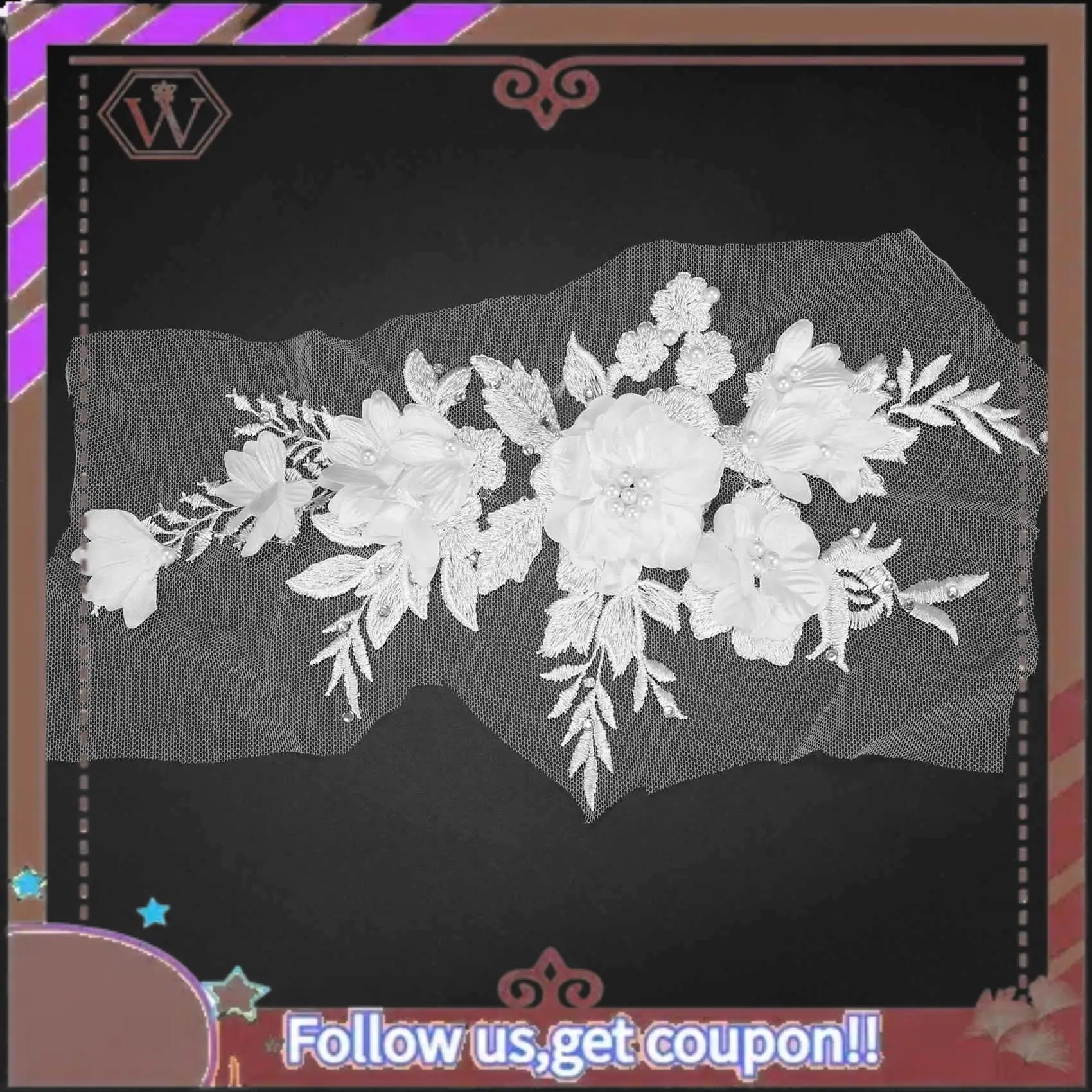 

A95D-2X Бисероплетение Горячее Бурение Кружева Свадебные Бисерные Цветы Вышивка Нашивки Белый