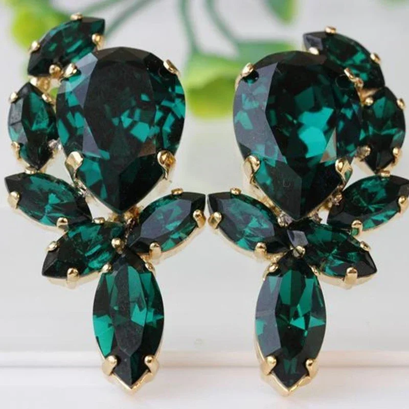 Green Water Drop Cubic Zirconia  Earrings for Women High Quality Luxury Wedding To Attend The Banquet Trend Jewelry Wholesale