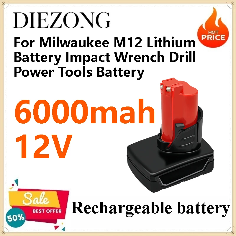 

12V 6000mah Tool Battery For Milwaukee M12 Lithium Battery Impact Wrench Drill Power Tools Battery