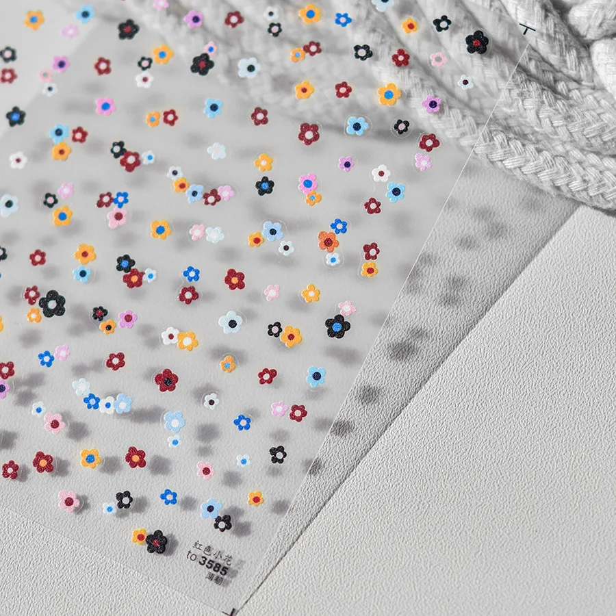 ملصقات أظافر بسيطة ، زهور ملونة ، إكليل ، لؤلؤ ، حجر الراين ، فن الأظافر ، ذاتية اللصق ، ملصق ديكور ، 5 مجموعة #5