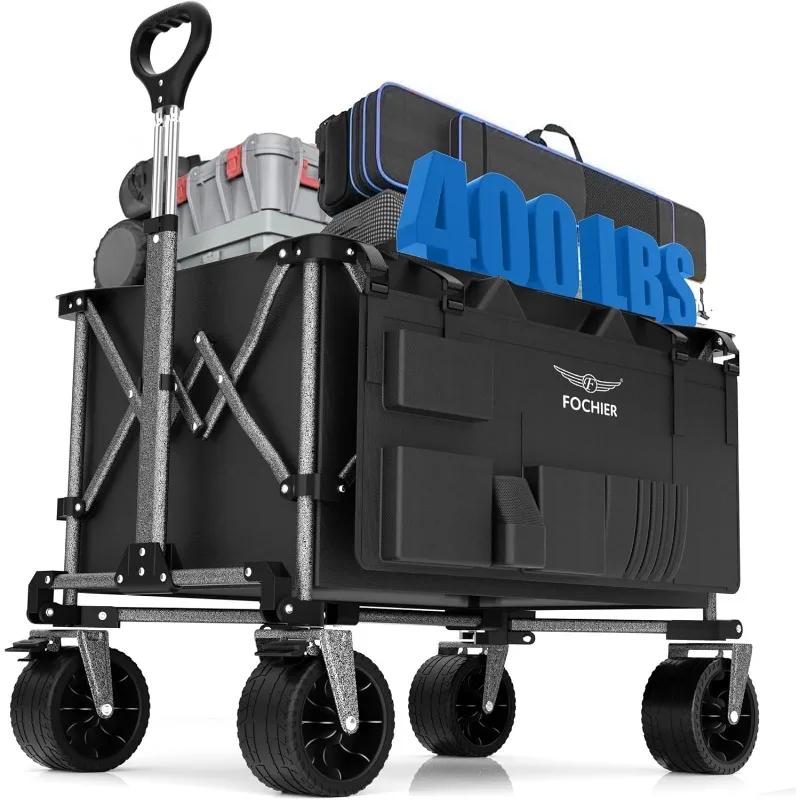 

Weight Capacity All Terrain Folding Heavy Duty Beach Wagon with Brakes 2-Stage Adjustment