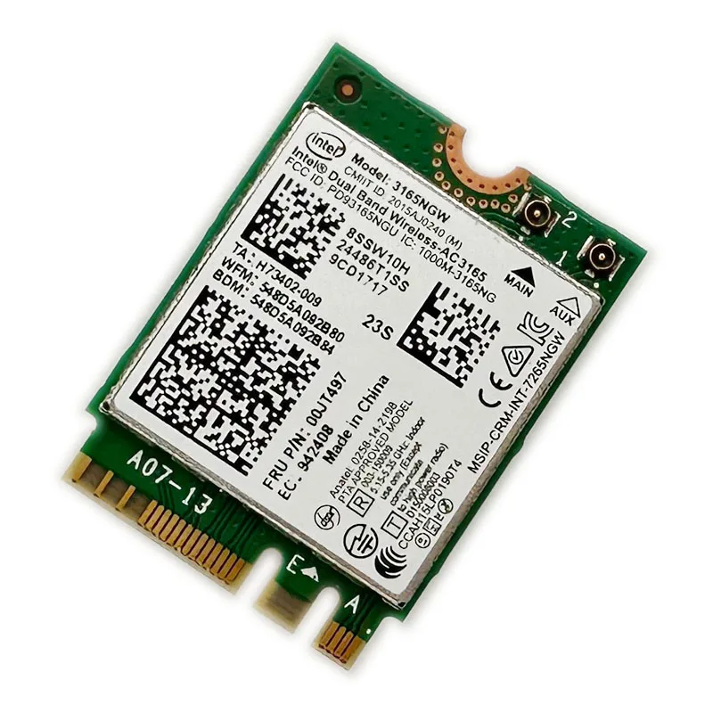 For Intel 00JT497 Dual Band Wireless-AC 3165 BT4.0 2.4G 433M NGFF 3165NGW Wireless Card for  ThinkPad Lenovo E460 E560 300S