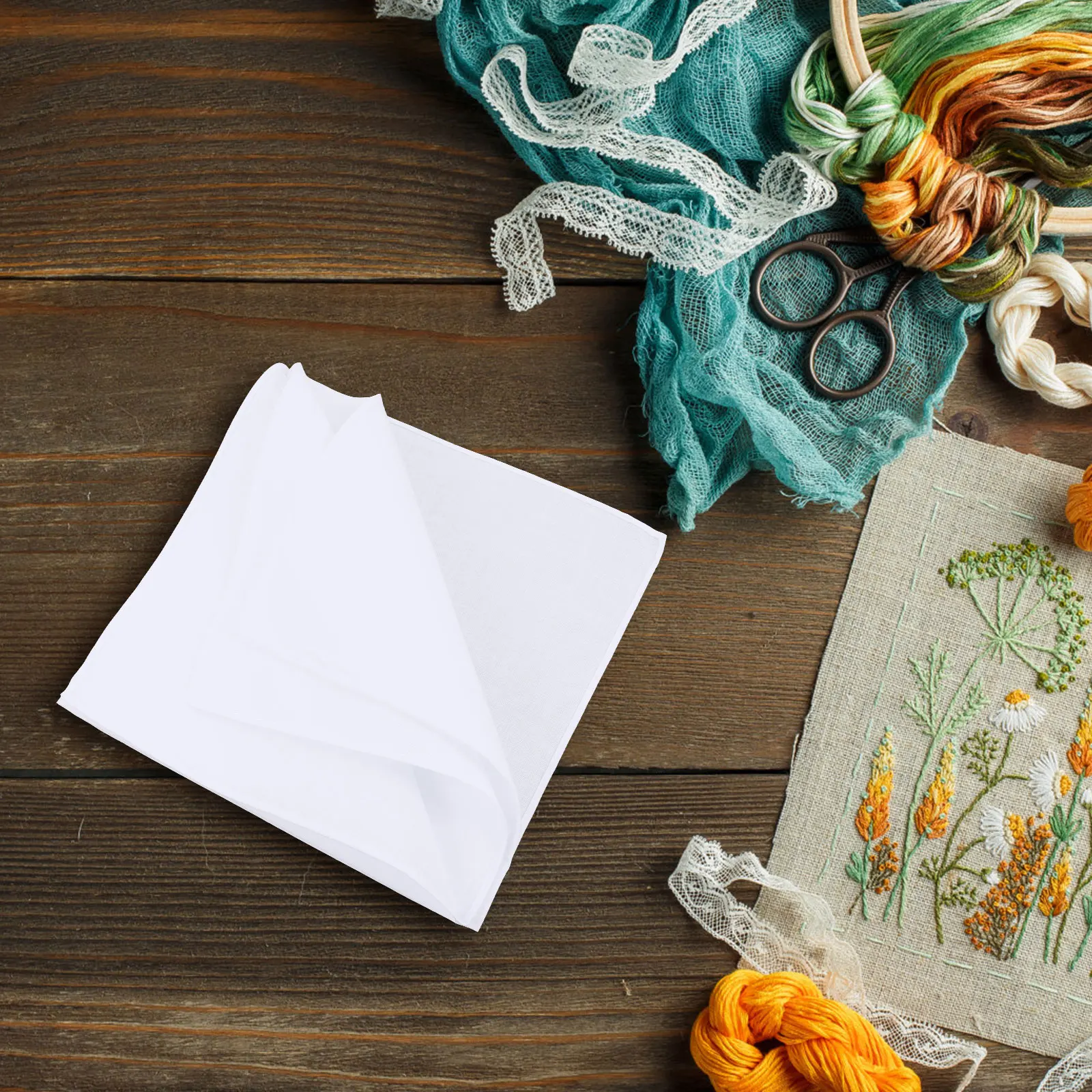 12 pçs lenços branco puro toalhas quadradas lenço de algodão para pintura leve durável absorvente diy presentes