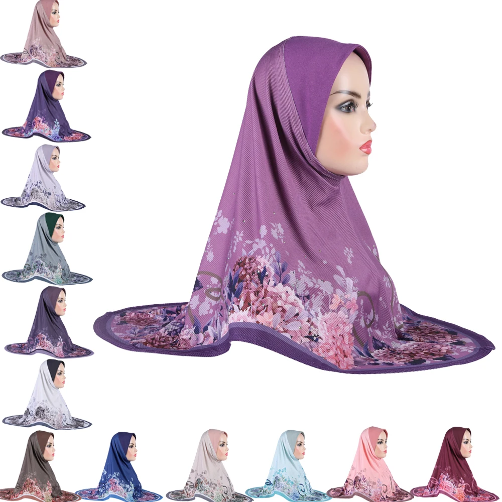 

20pcs Muslim Women Hijab Print Amira Head Scarf Wrap Turban Islamic Headscarf Pull On Ready Made To Wear Niqab Shawl Caps