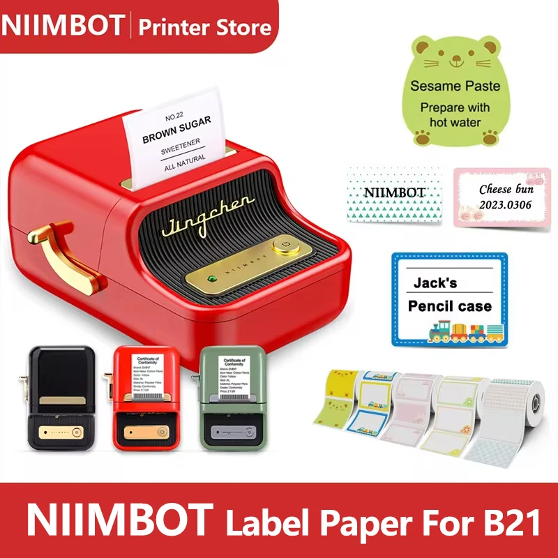 Niimbot B21 Cartoon Pattern Smart Portable For B21 Label Printer Paper Thermal Label Waterproof Stickers Fast Printing Stickers