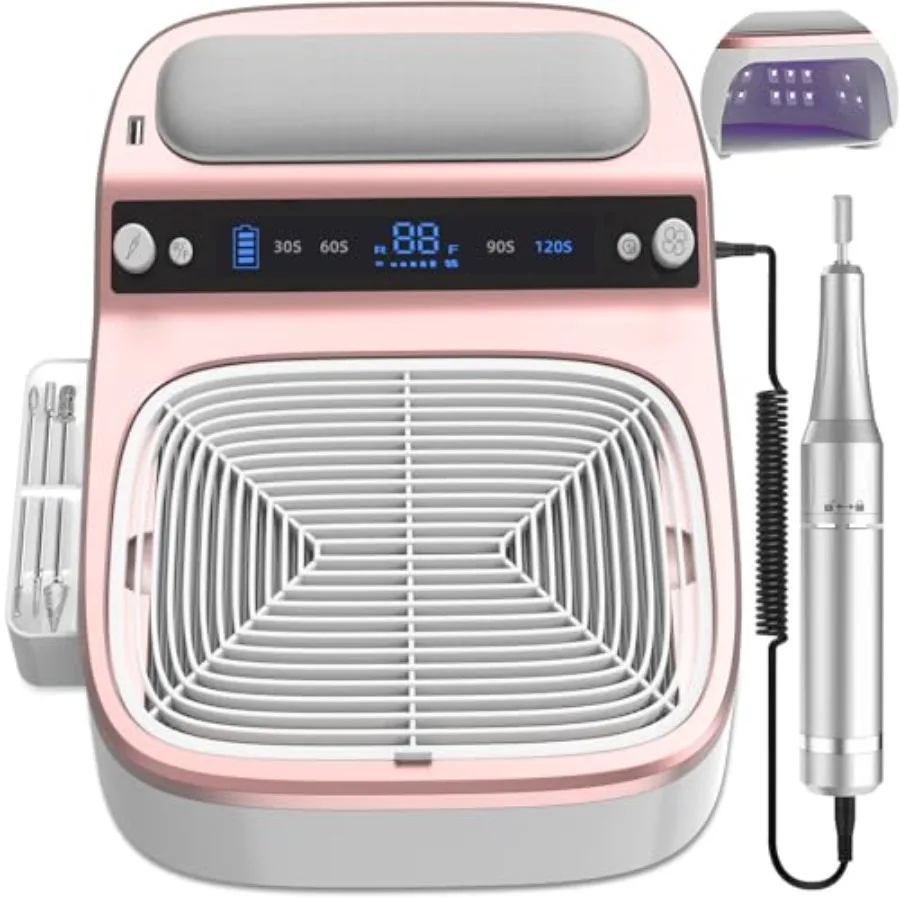 

Беспроводной маникюрный набор 3-в-1 с пылесборником, электрической дрелью-фрезером, УФ/LED-лампой, 5 режимов всасывания, плавная регулировка скорости, реверс, 800 об/мин