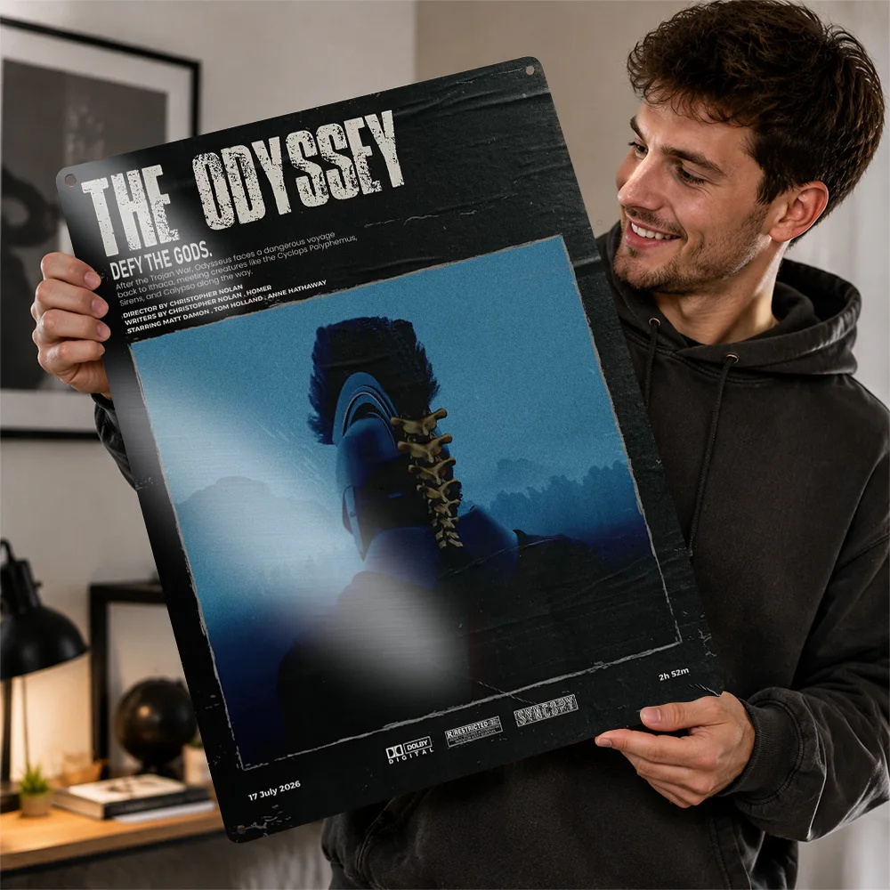 The Odyssey Movie 3D Texture Printed Poster Custom Vintage Metal Tin Plate Sign for Wall Art Decoration Room Accessories Bedroom