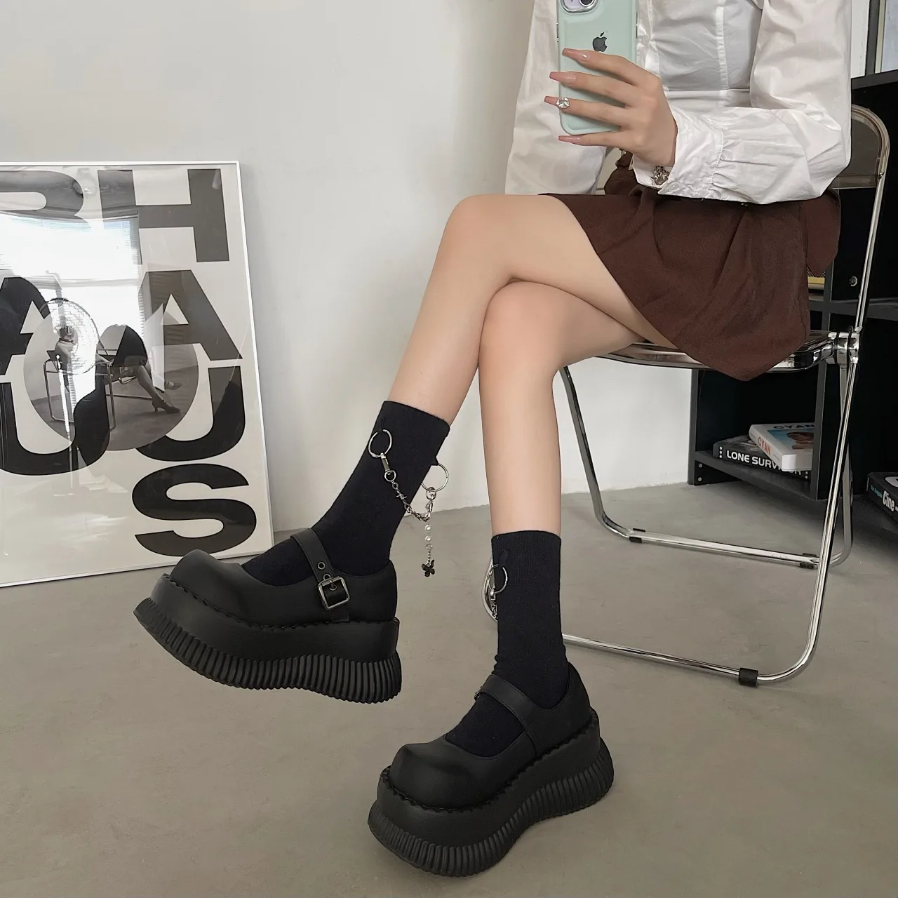 Sweet Cute Autumn Mary Janes Women Pumps Wedges High Heels Cosplay Street Goth Punk Design Thick Sole Lolita Pumps Girls Shoes