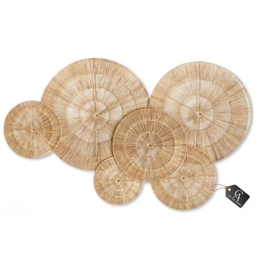 

Набор из 6 плетеных настенных корзин CHI AN HOME из джута, 23 дюйма, очень большие, плетеные джутовые настенные панно 23, 21, 15, 13, 12, 10 дюймов, декоративные