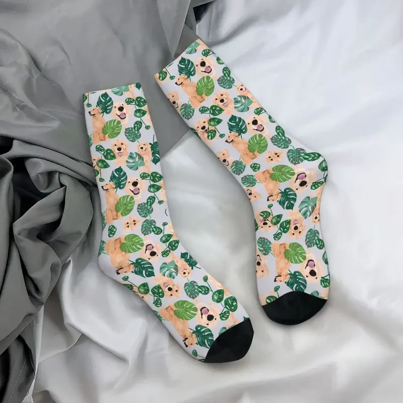 Chaussettes Tropicales sulfpour Homme et Femme, Bas de Haute Qualité, Toutes Saisons, Accessoires pour Cadeau d'Anniversaire, Y2K Golden Retriever, Harajuku