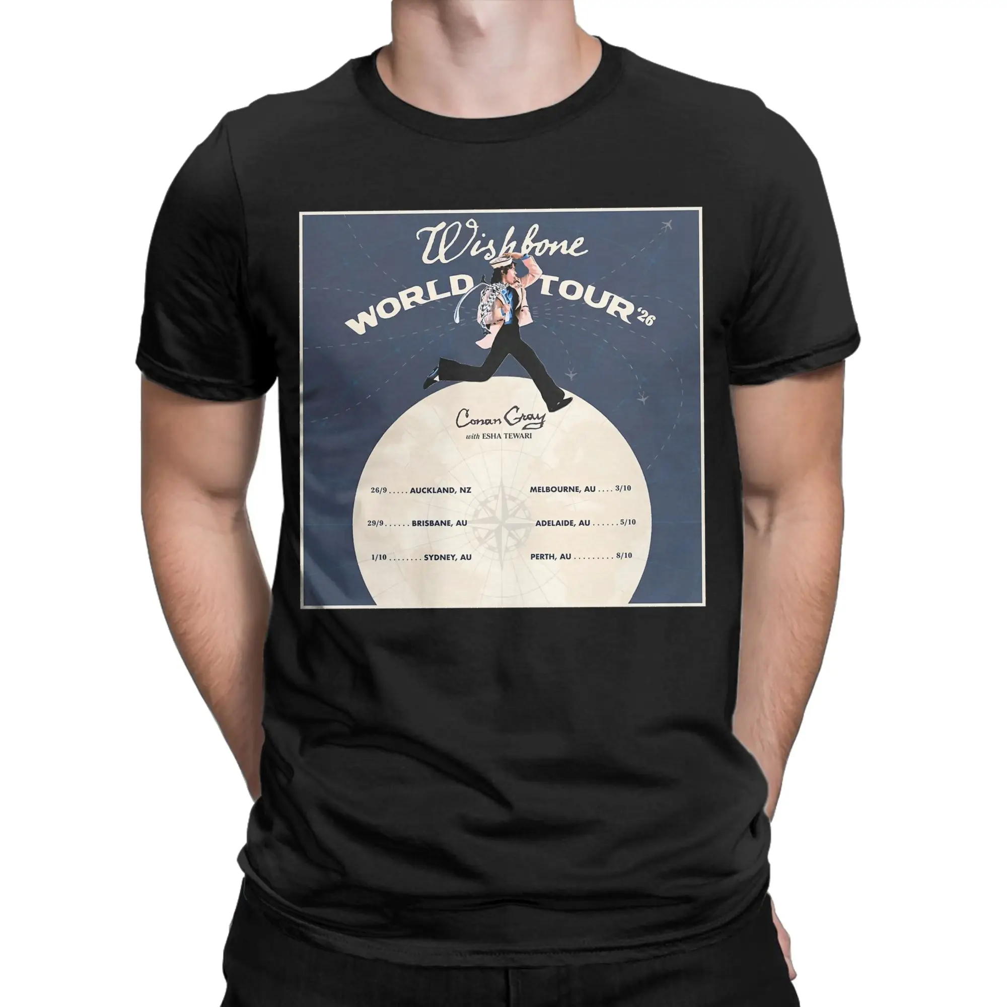 Creative Conan Gray Wishbone World Tour 2026 T-Shirt for Men 100% Cotton T Shirts  Short Sleeve Tee Shirt Printed Clothes
