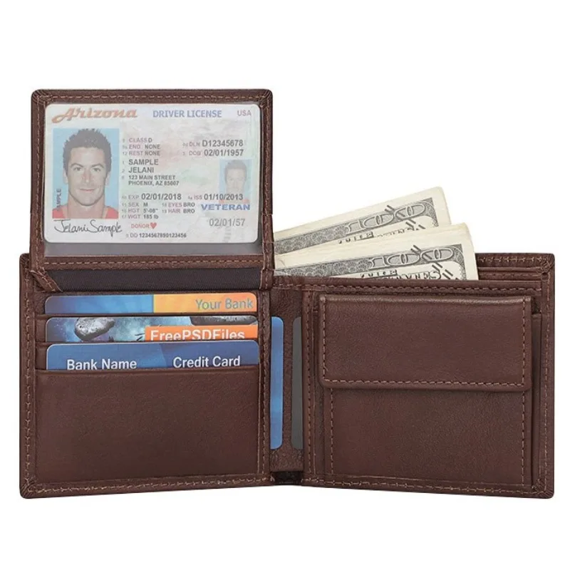 

Retro Casual Cowhide Men's Wallet Multiple Card Wallet Genuine Leather Short Change Card Bag