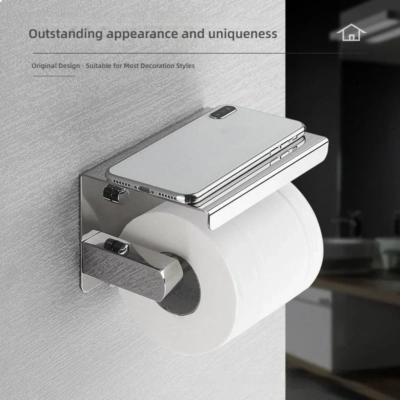 

Steel Tissue Holder Shelf Mobile Phone Holder Hotel Engineering Toilet Paper Holder Hotel Bathroom Roll Box