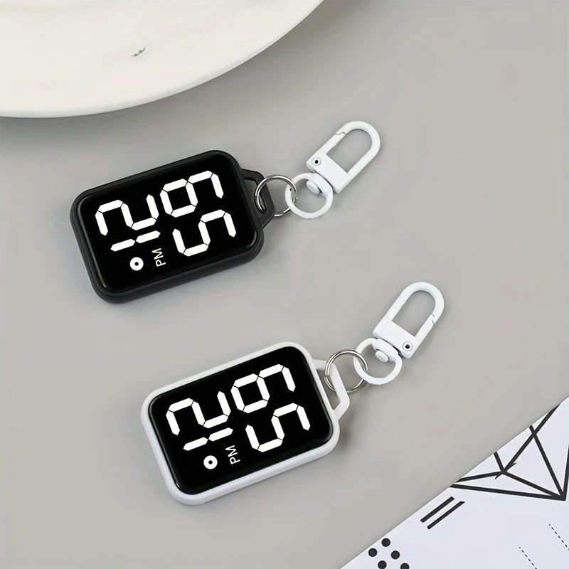 Digital display keychain pocket watch Square compact electronic pocket watch, portable keychain pocket watch