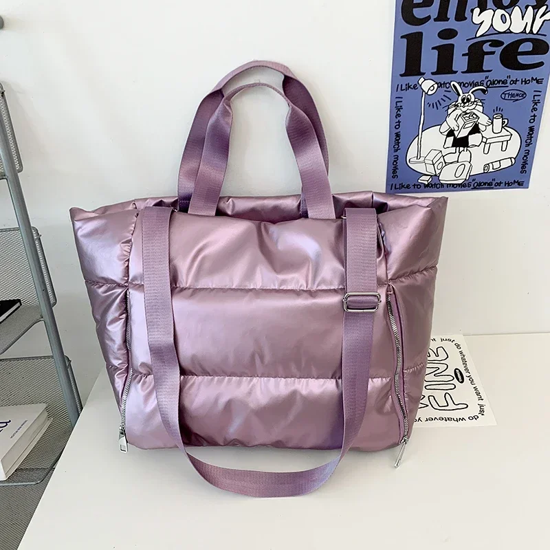 2024 New Non Woven Solid Travel Handbag Large Capacity Zipper Popular Fashion Shoulder Bag Soft Simple Commuting Crossbody Bag