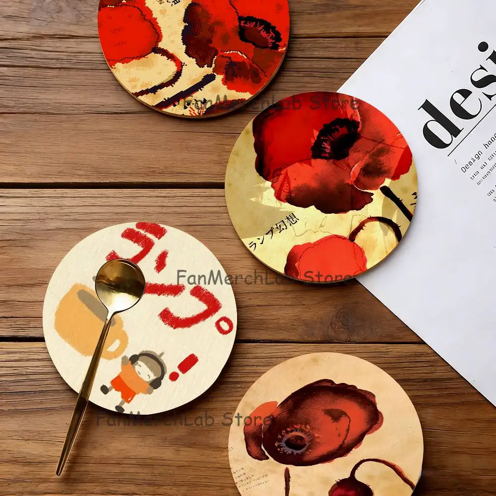 

Band L-Lamp S 2D Pattern round Wooden Coaster Decorative Coffee Cup for Use in Coffee Shops Bars Wine Beer