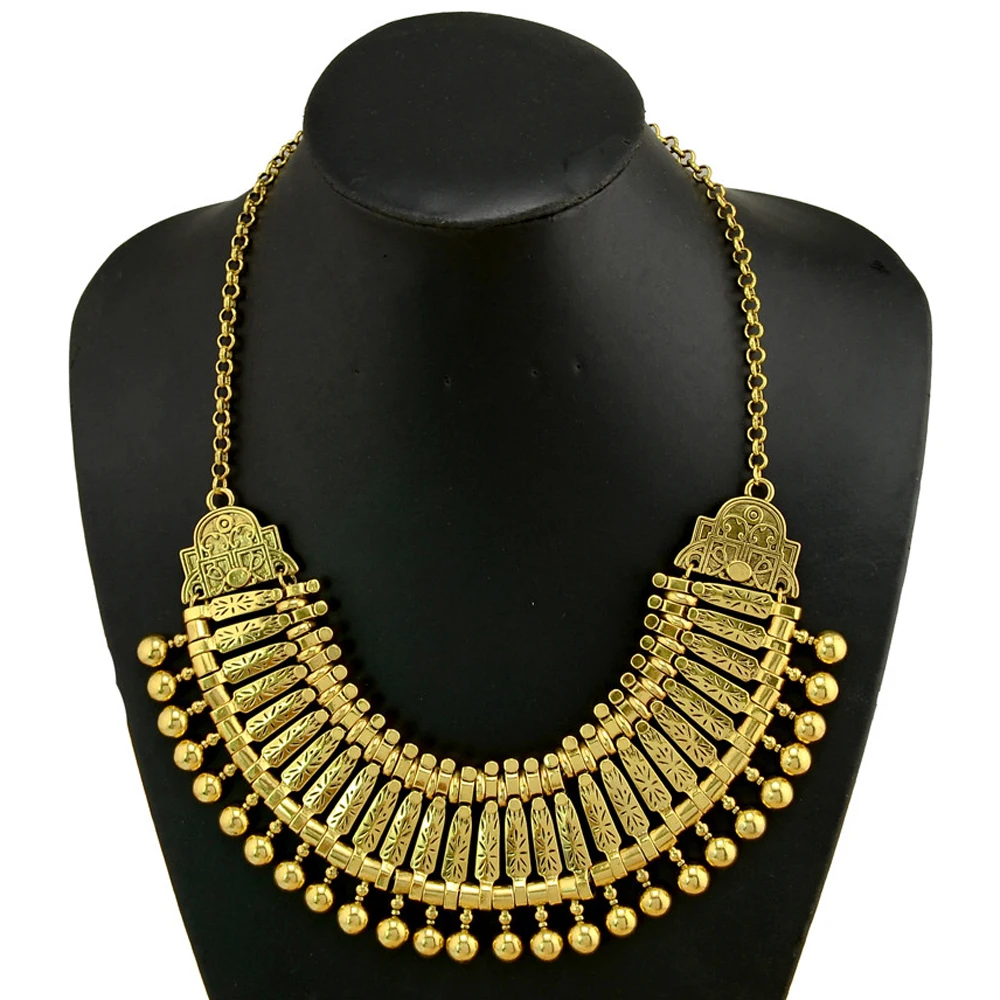 Traditionelle indische afghanische pakistanische ethnische Münzen Quaste Halsband Halskette Vintage goldene Legierung Münzen Kragen Damen Halsschmuck – Detail 2