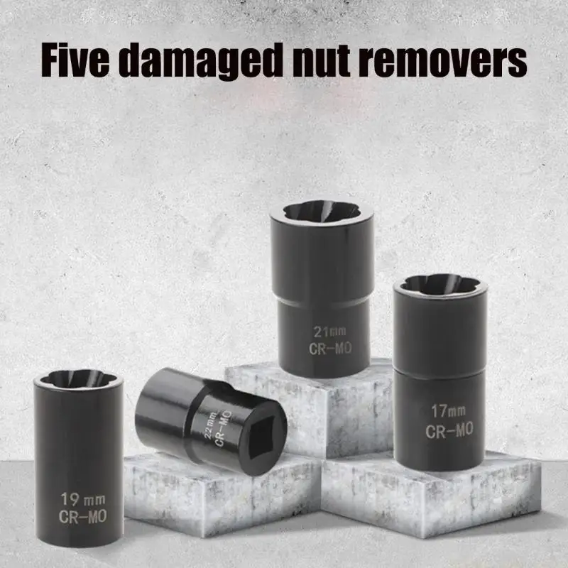 A2BE Automotive Grade Nut Extractors 4 Size With Nonslip Texture Removes Damaged Bolts Without Slipping Lug Nut Remover