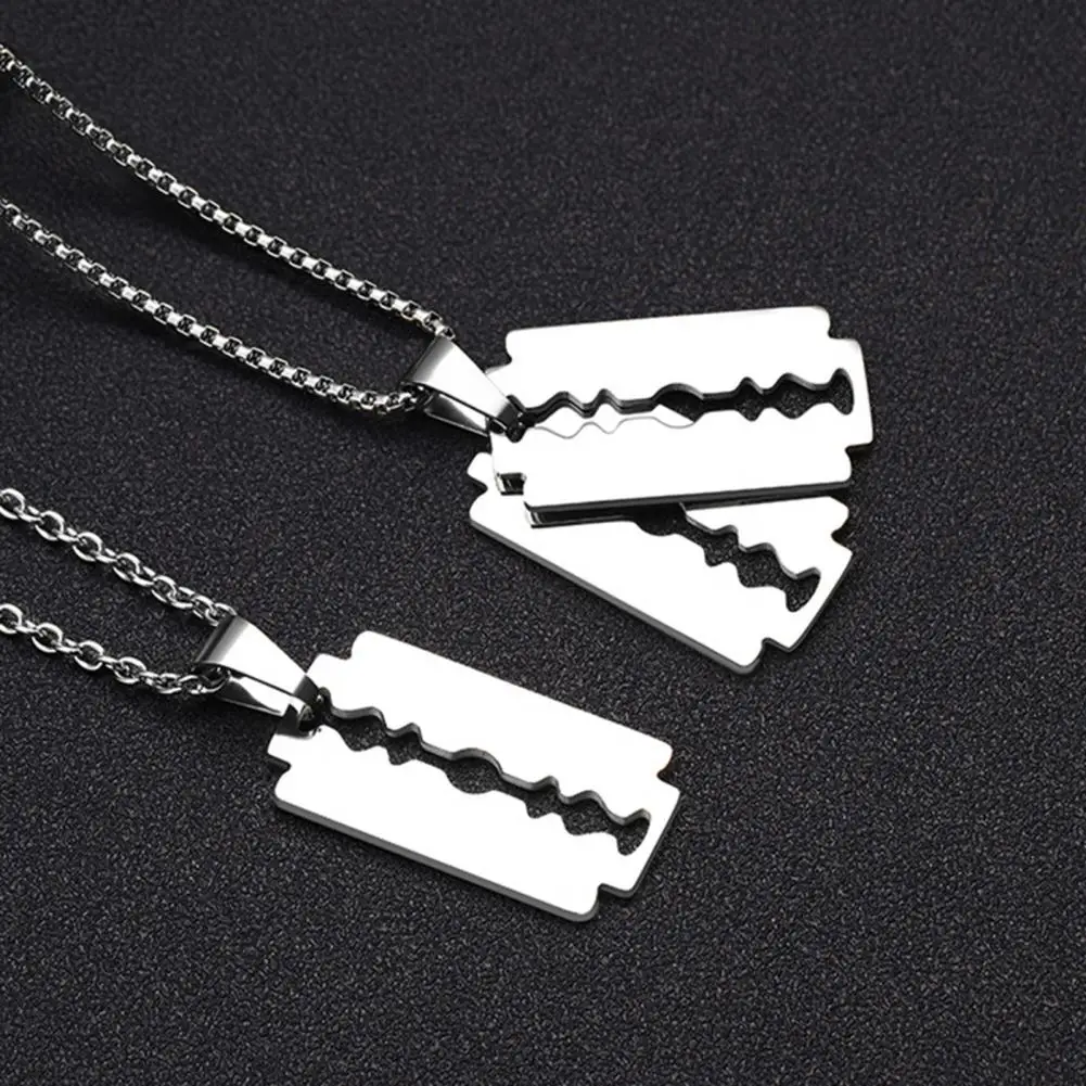 Geometric Exquisite Workmanship Neck Decoration Men Blade Pendant Sweater Necklace Clavicle Chain for Party