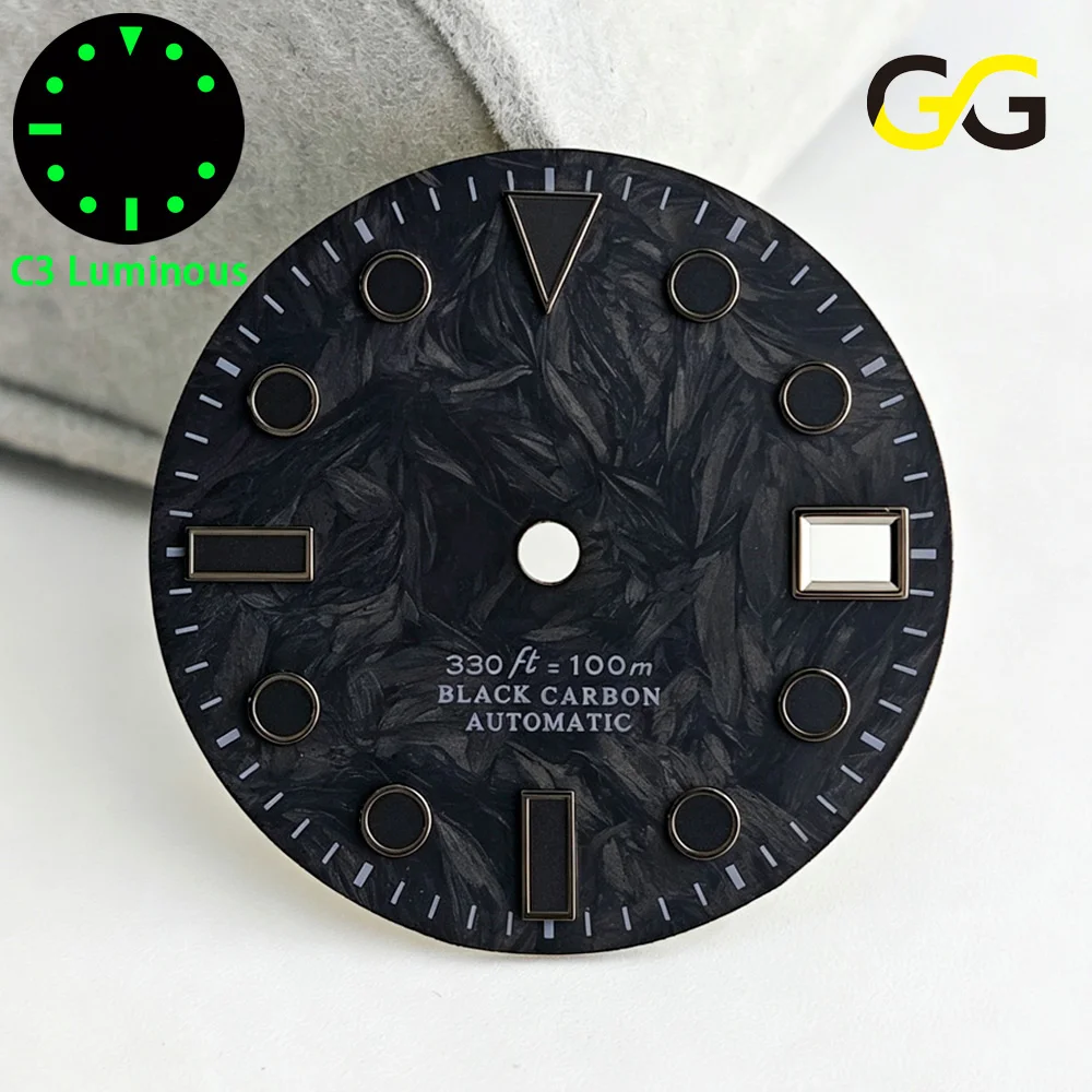 BW9/C3 Luminous Carbon Fiber Dial Single Calendar Watch Part 28.5mm Diameter Modified for NH35 Movement Accessory
