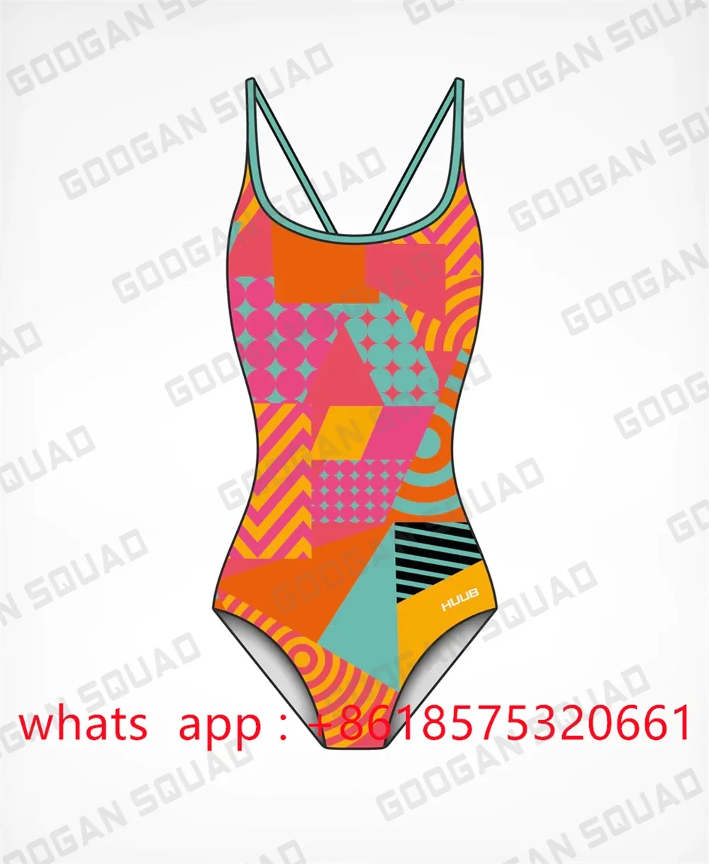 Huub One Piece Swimsuit Thin Straps Versatile V-back Women's Swimwear Bikini Sexy Spaghetti Straps Competitive Printing Swimsuit