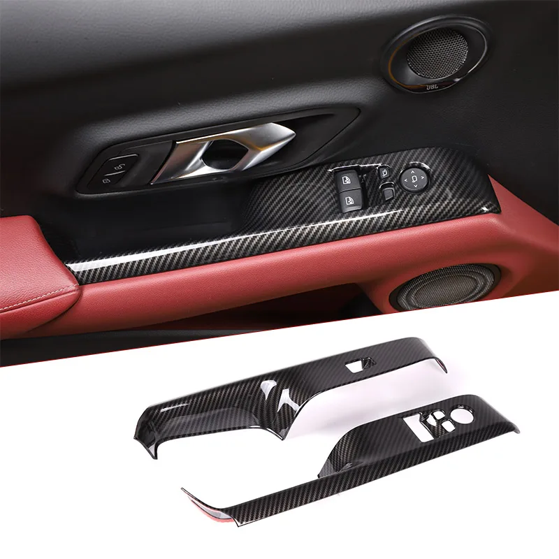 LHD&RHD ABS Carbon Fiber For Toyota GR Supra MK5 A90 2019-2022 Car Window Glass Lifting Button Frame Sticker Car Accessories