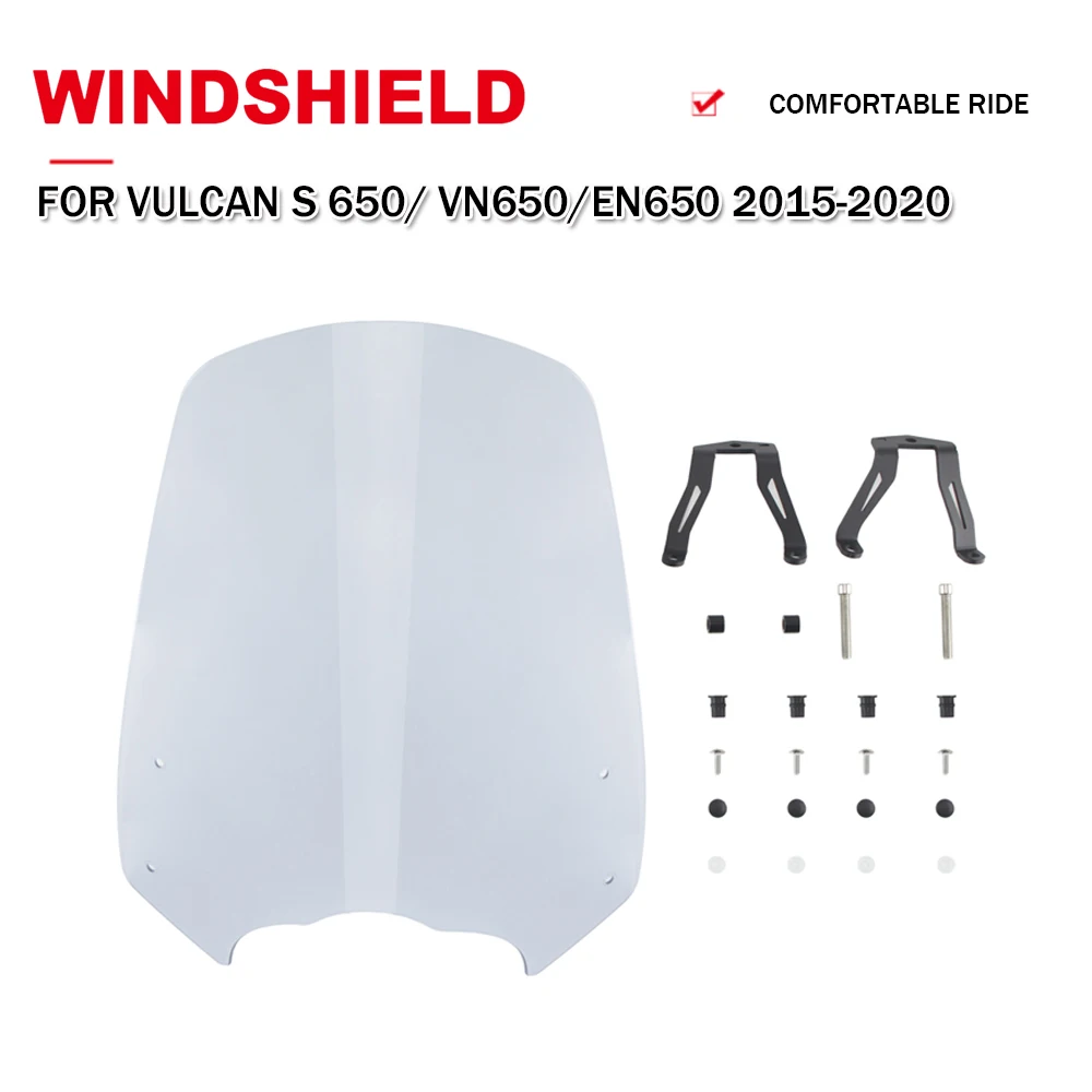 Motorcycle Windshield For Kawasaki Vulcan S 650 2015-2025 VN650 EN650 VN EN 650 Windscreen Wind Deflector With Mounting Brackets