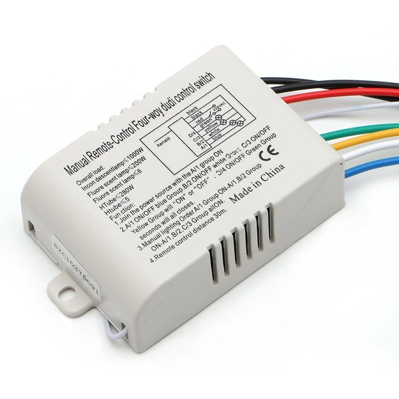 4 Channel Wireless Light Switch and Receiver Remote Control Lighting Fixture DIY Relocate Old Ceiling Switch high quality