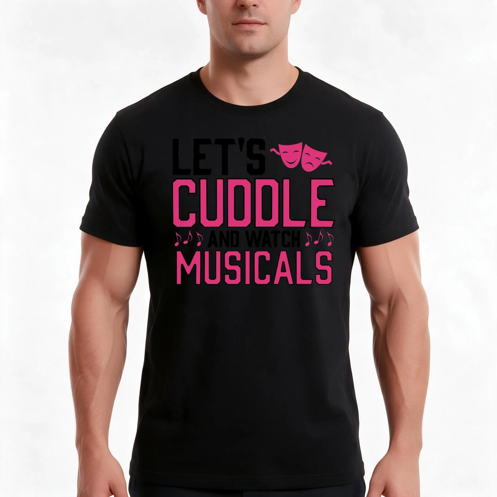 Let's Cuddle and Watch Musicals Funny T-Shirt, Summer Casual Cotton Tee, Oversized Streetwear Tops, Vintage Graphic Print