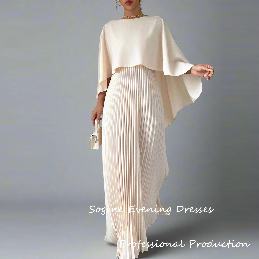 

Customized Satin Pleated Long Evening Dresses For Women 2025 Cap Sleeve Floor-Length فساتين سهرة Ruched Ruffles Prom Dress