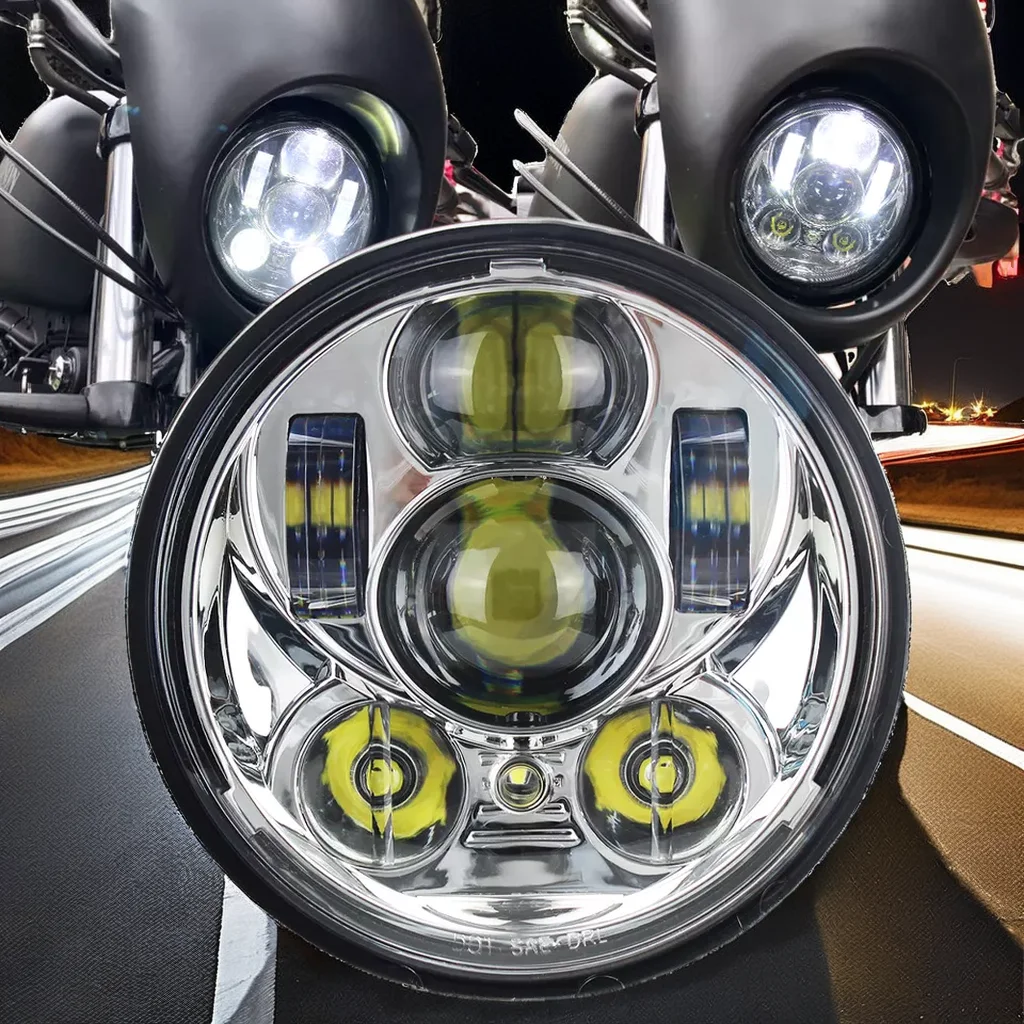 Front Motorcycle XVS 650 1100 5.75inch LED Headlight Hi/Low Beam for Yamaha XSR 700/XSR 900/SCR950 Replacement