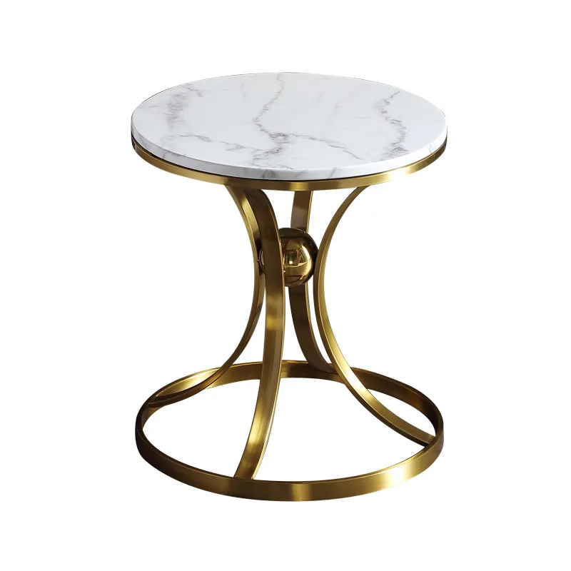 Light luxury post-modern simple living room sofa marble edge few corners small coffee table free installation bedside table rack