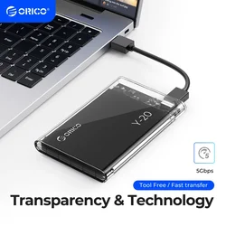 ORICO 2.5'' Transparent HDD Case SATA to USB 3.1 Gen2 10Gbps External Hard Drive Case HDD Enclosure SSD Disk Case Support UASP