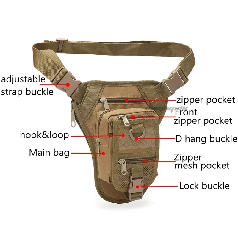 Outdoor Multifunctional Hiking Hunting Waist Bag Tactical Drop Leg Bag Hunting Tool Waist Pack Motorcycle Sports Bag