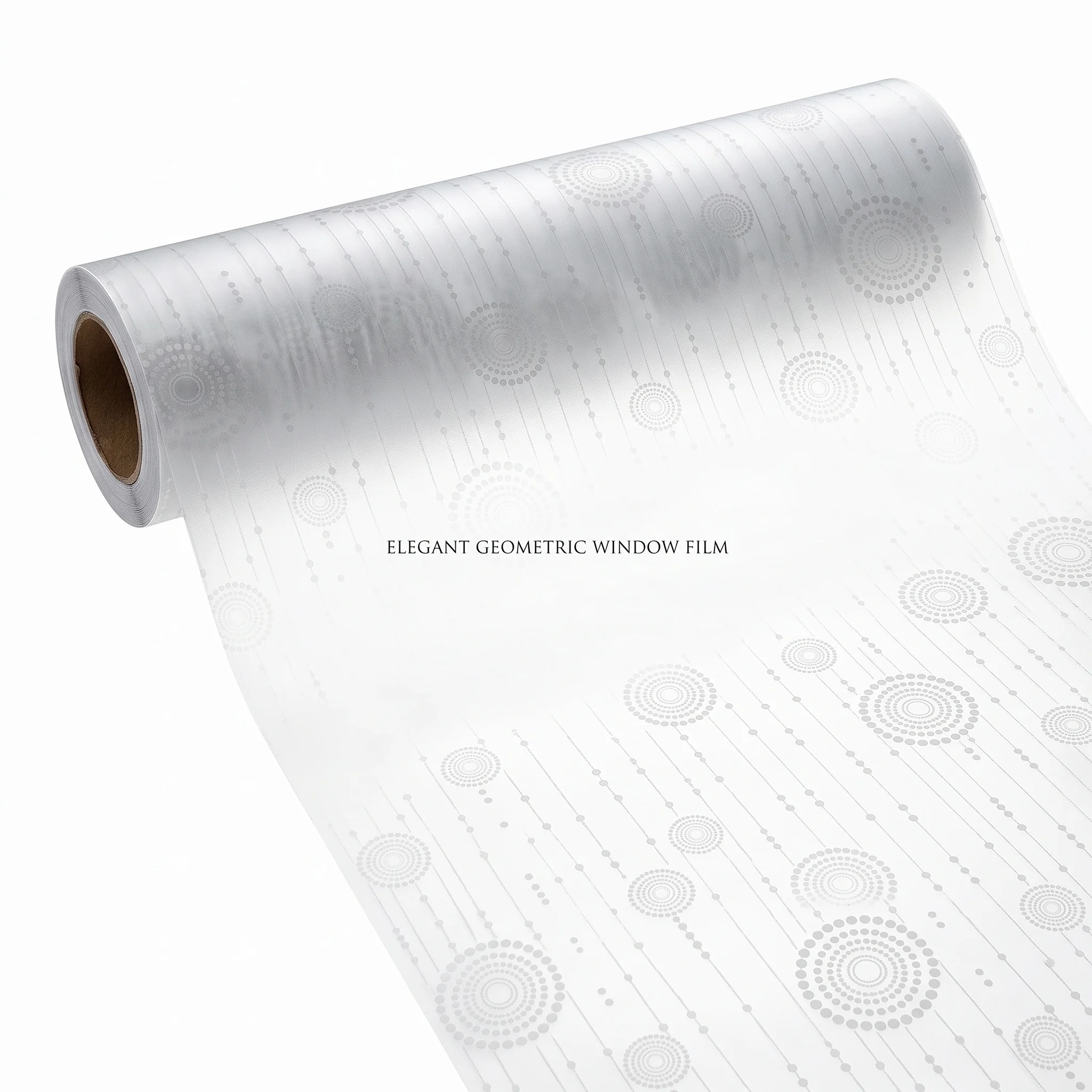 Geometric Circle & Vertical Line Pattern Self-Adhesive Window Film Frosted Privacy Glass Sticker Anti-UV Decorative Home Decor
