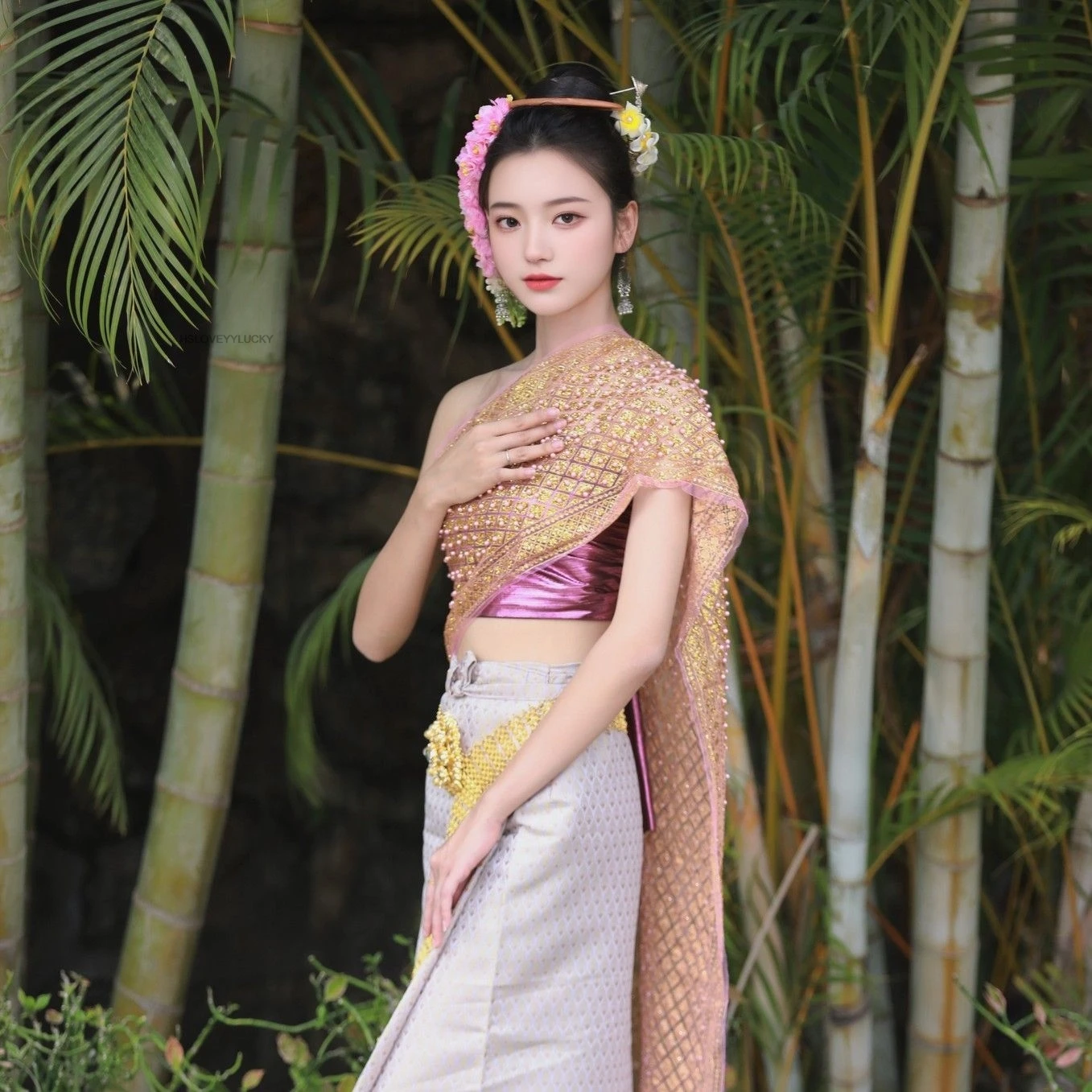 Thailand Traditional Clothes Vintage Travel Dress Wrapped Thailand Southeast Asian Women Oriental Style Festival Costumes