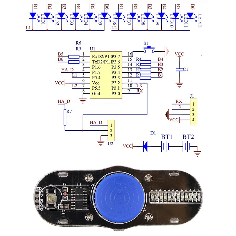 DIY Electronic Kit Two-Leaf Fingertip Gyroscope 51 Microcontroller Circuit Board Welding Practice DIY Electronic Components