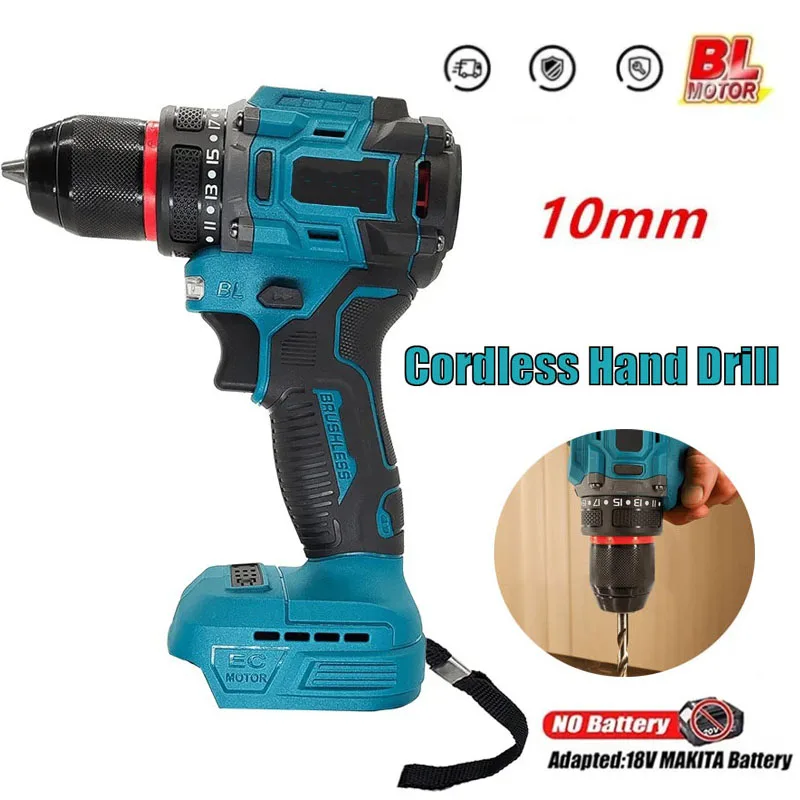 2-Speed 10mm Electric Brushless Drill Cordless Hand Drill Screwdriver 60-100Nm Power Tools for Makita 18V Battery