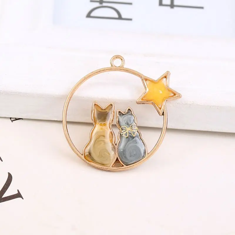 5x Open Bezel Setting Moon for Cat Resin Blank Frame Pendant for