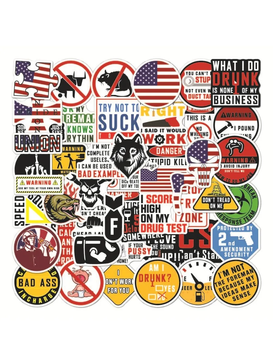 50 sheets of waterproof slogan stickers for decorating computers, skateboards, bags, helmets, mobile phones, tablets,