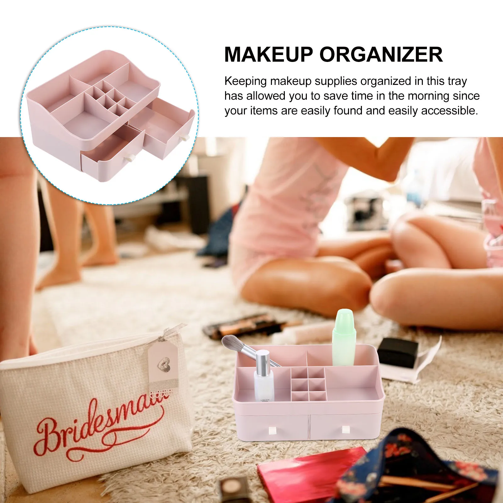 

Multisize Compartment Box With Drawers Vanity Countertop Storage Station For Women Girls Cosmetics Organizer